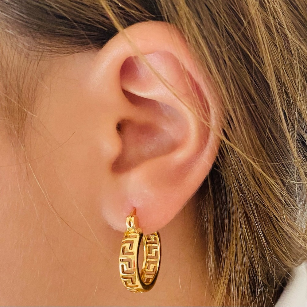 Greek Style Earrings, Small Greek Hoops